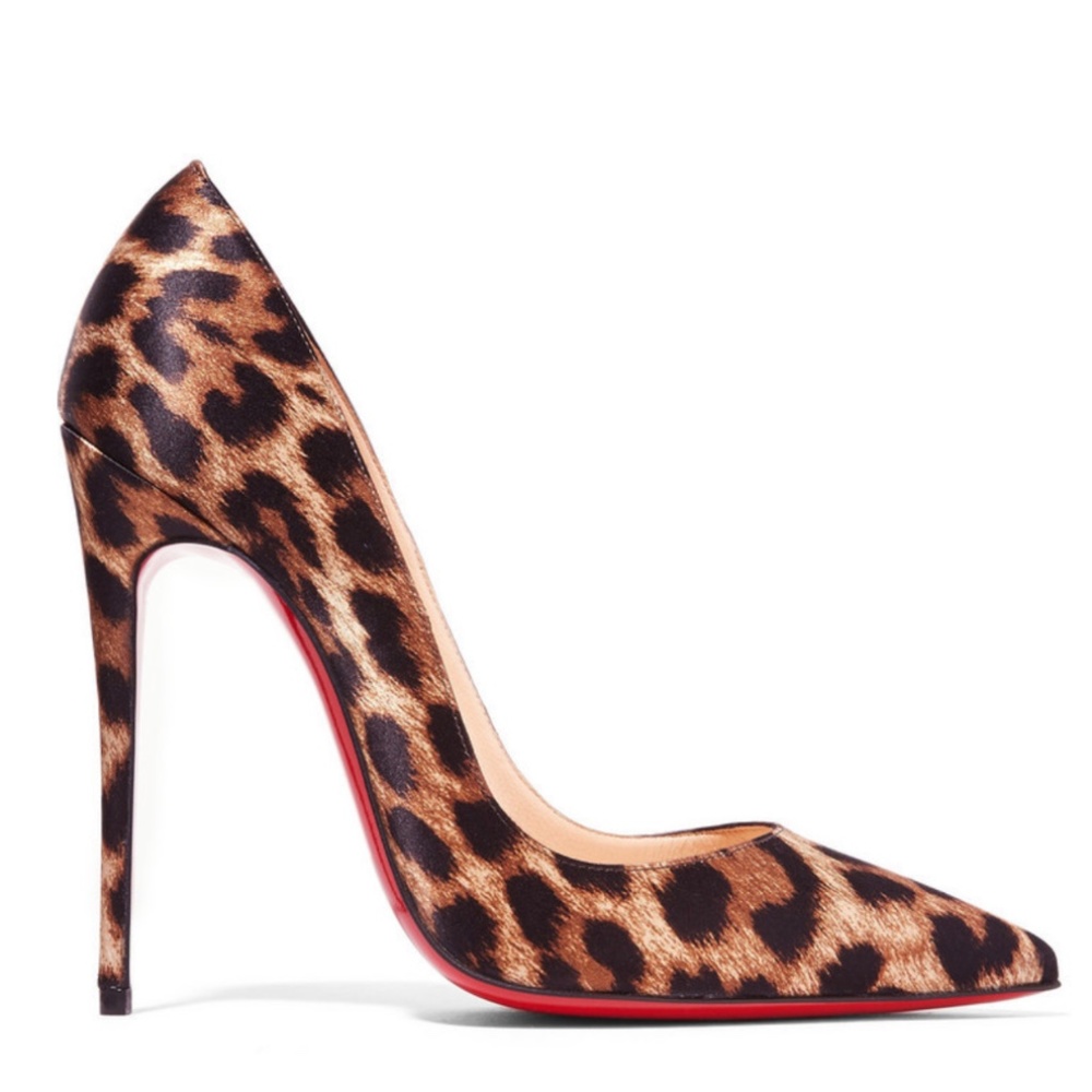 Christian Louboutin So Kate 120mm Leopard Satin heels RETAIL 895